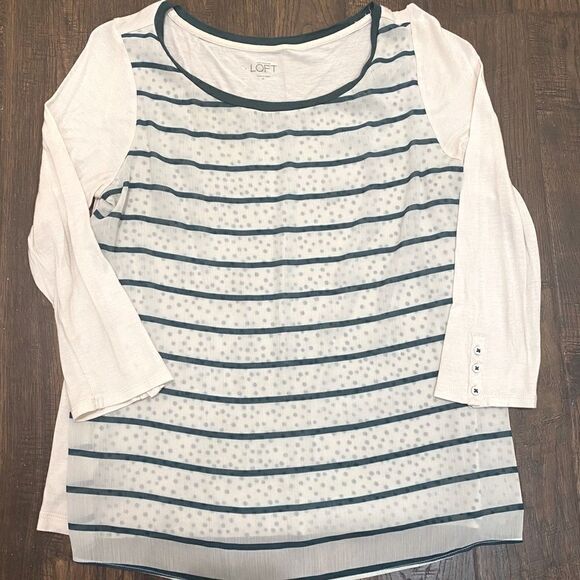 Ann Taylor LOFT Shirt Sheer Polka Dot Overlay - Picture 1 of 5